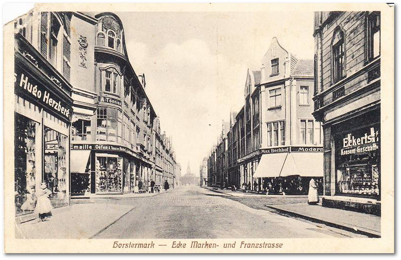 Franzstraße, Ecke Markenstrasse in Horst-Emscher, um 1915